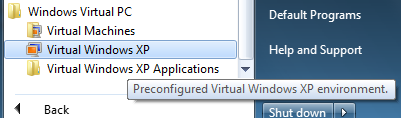 Loading up Virtual XP Make sure you have this set up beforehand