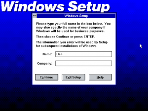 The main setup screen