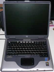 We'll be using this laptop, it's a 2004 HP NX9010