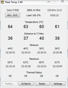 Core load temp with Vendetta 2